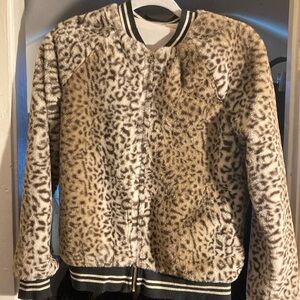 Art Class Leopard Print Faux Fur Jacket